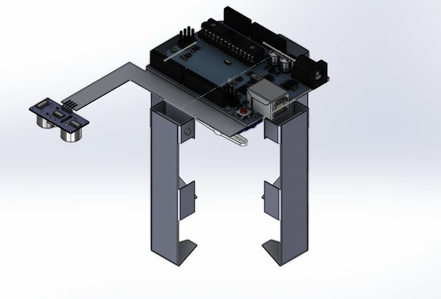 SolidWorks assembly render of the autonomous underwater claw mechanism.
