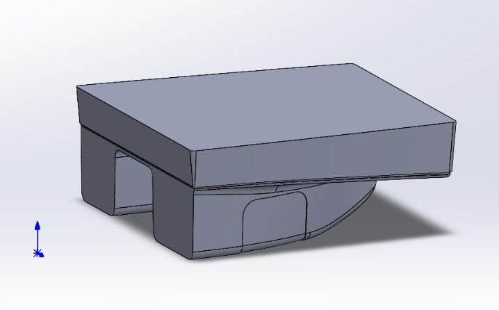 Scaled prototype topshell plug in SolidWorks, showing 1.5 mm and 1 mm indents for fairings and lights.